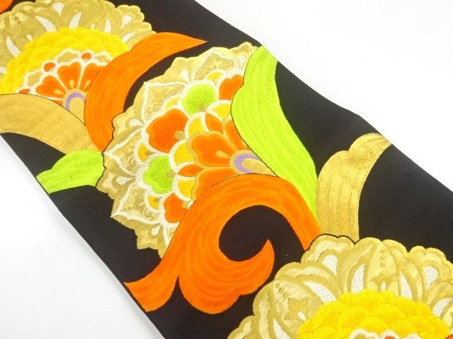 JAPANESE KIMONO / ANTIQUE FUKURO OBI / SILK / WOVEN CHINESE FLOWERS
